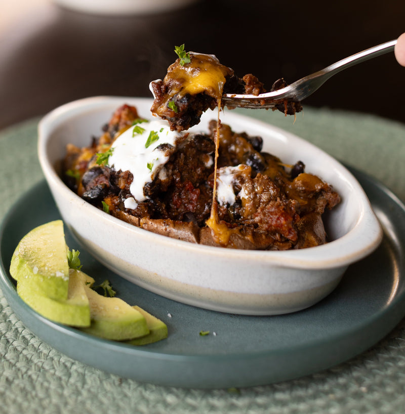 Chili Stuffed Sweet Potatoes