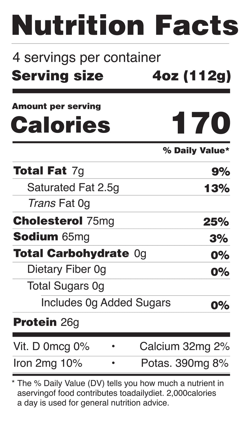 Thick-Cut Bone-In New York Strip nutrition facts