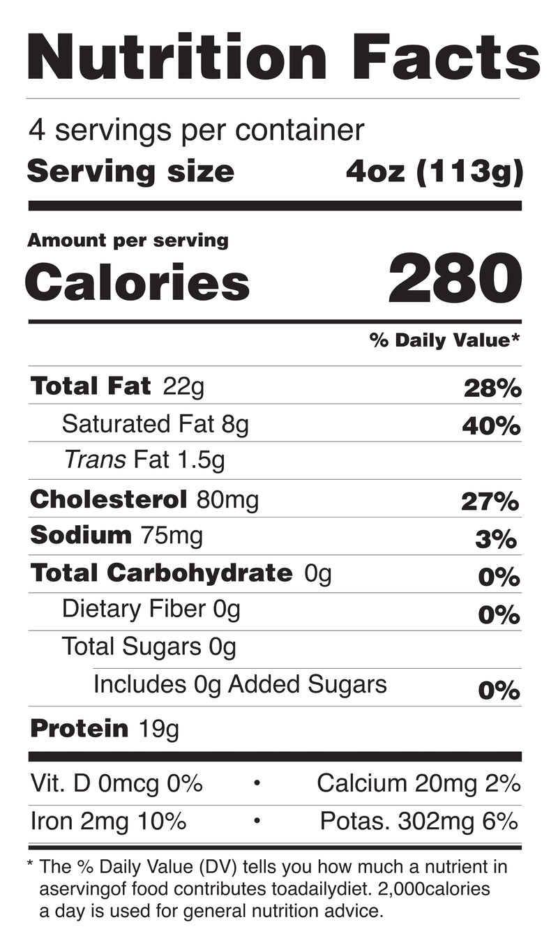 Angus Ground Beef 80/20 nutrition facts