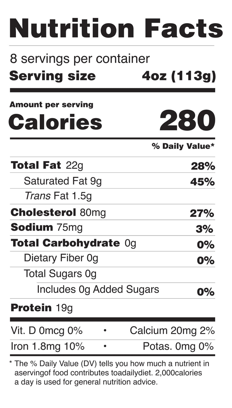 Grass-Fed, Grass-Finished Ground Beef nutrition facts