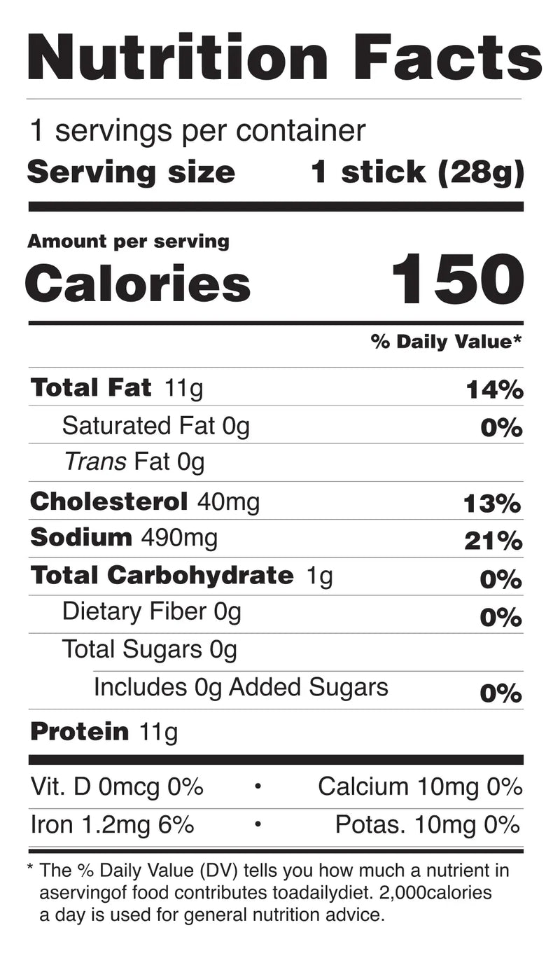 Beef Sticks nutrition facts
